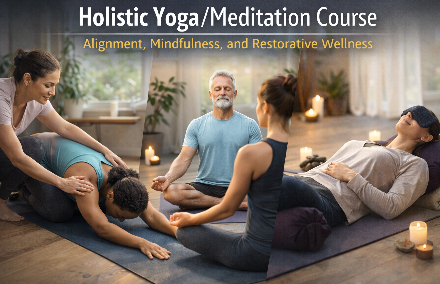 Certificate in Holistic Yoga/Meditation Course: Alignment, Mindfulness, and Restorative Wellness